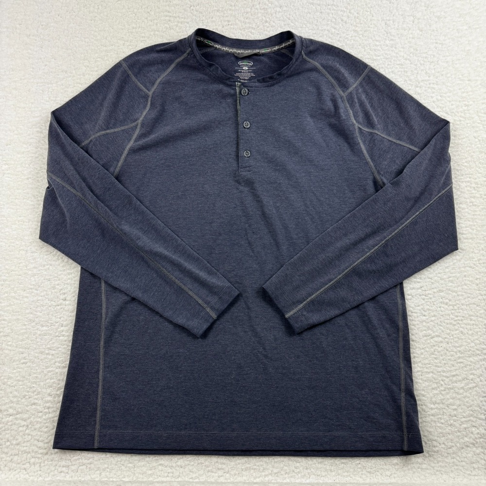 Arborwear Henley‎ Shirt Mens XL Blue Stretch Raglan Sleeve Hiking Drirelease
